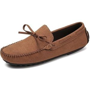 Loafers for heren Suède veganistische leren mocassins Rijdende loafers Lichtgewicht antislip Comfortabel wandelen Bruiloft instappers (Color : Red Brown, Size : 44 EU)