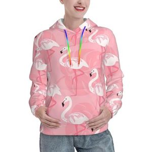 UVBDF Zomer Flamingo Palmbladeren Womens Kerst Casual Hoodies Ronde Hals Lange Mouw Sweatshirts Met Pocket Pullover Tops, Zwart, L