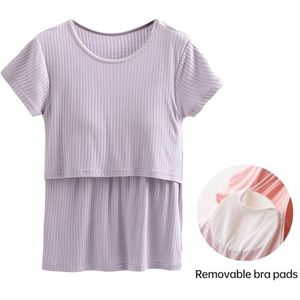 Zwangerschapstanktop Zwangerschapsvoedingstops for dames Sweatshirt met korte mouwen for zwangerschap en postpartumkleding(Color:Purple,Size:L)