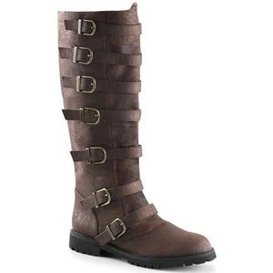 Fashionable Men's Boots Men's Western Boots Rider Boots Slip-on Mid Calf Cosplay Men's Outdoor Boots (Color : Brown, Size : EU 46)