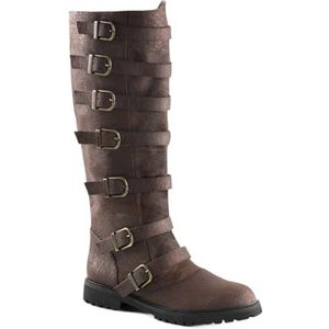 Fashionable Men's Boots Men's Western Boots Rider Boots Slip-on Mid Calf Cosplay Men's Outdoor Boots (Color : Brown, Size : EU 46)