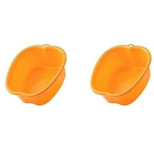 2 Set van Foot Tub Grote Plastic Draagbare Voetbad SPA Bassin voor Teennagels en Enkels Oranje, 37,3 x 33 x 15 cm