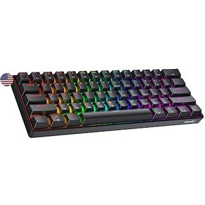 Geeky GK61 60% | Hot Swap Mechanisch Gaming Toetsenbord | 61 Toetsen Multi Kleur RGB LED Achtergrondverlichting voor PC/Mac Gamer | ANSI US Amerikaanse Indeling (Zwart, Mechanical Speed Yellow)