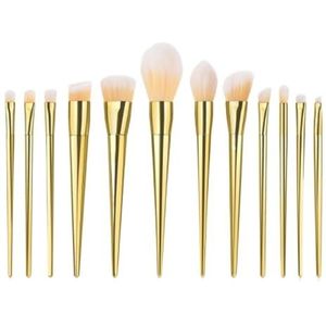 Make-up Kwasten Make-upkwasten 12 Stuks For Gezichtspoeder, Blush, Concealer, Oogschaduwkwast Make-up Kwasten Draagbare(Gold)