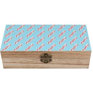 Spekstrips op blauwe houten kist met deksel opbergdozen organiseren juwelendoos decoratieve dozen voor vrouwen mannen