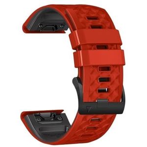 22 mm 26 mm QuickFit Siliconen Sportarmband geschikt voor Garmin Epix Gen 2 Fenix ​​7X 6X Pro Quatix 7X/Enduro 7 5XPlus Horlogeband (Kleur: Rood Zwart, Maat: Voor Forerunner 955)