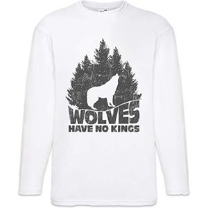 Urban Backwoods Wolves Have No Kings II Heren T-Shirt Met Lange Mouwen Wit Maat 4XL