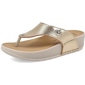 Fly Flot Cosseria Teenslippers voor dames, van stof, casual patroon, Evopell-inlegzool, verhoogde sandalen, goud, 36 EU, Goud, 36 EU