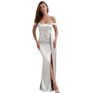 Avondjurken for dames, galajurken, off-shoulder zeemeermin galajurken, formele avondjurken(Silver,XXL)