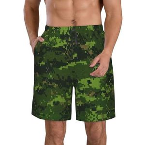 FRGMNT Groep Marokkaanse geometrische print heren sneldrogende zwemshorts strand korte plank spa shorts stretch gym shorts surfen short, Groene leger digitale camouflage, M