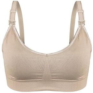 ana wiz Zachte en comfortabele voedingsbeha | Verstelbare bandjes en gemakkelijk te openen clips | Draadloze en rekbare borstvoedingsbeha, Beige, XL