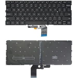 Laptoptoetsenbord voor XIAOMI voor Air 13.3 161301-01 161301-07 161301-FC 161301-FB 161301-CN Verenigde Staten VS met achtergrondverlichting zilver/zwart(Black)