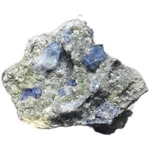 Natuurlijke Kristal Ruwe 47.8gRestauratie van Quartz Edelstenen van Yaogangxian Natuurlijke Paarsblauwe Fluoriet en mica intergrowth Mineralen, Eén maat