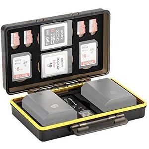 JJC Opbergdoos voor geheugenkaarten, beschermhoes voor 2 SD/4 Micro SD/2 XQD-kaarten + 2 batterij Canon LP-E6 LP-E8 LP-E12 LP-E17 NB-13L Sony NP-FZ100 NP-FW50 NP-BX1 Nikon EN-EL15 EN-EL14