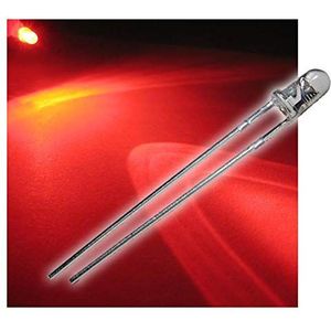 world-trading-net - 10 LED's 3 mm waterheldere knipperende rode LED's, lichtgevende diode, bedraad, diode lichtgevend, als onderdeel