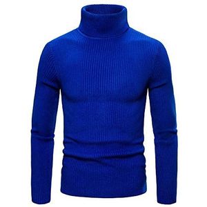 PRJN Heren Coltrui Effen Kleur Sweatshirts Lange Mouwen Trui Gebreide Sweater Heren Trui Heren Gebreide Coltrui Heren Lange Mouwen Katoen Coltrui Heren Casual Sweater, G-Blauw, S