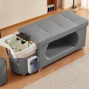 MegLob Hoofd Spa-Bed, Schoonheidssalon Thaise Massageshampoo Bed, Ergonomische Hoofdzorgbehandeling Voor Spa-Resort, Massagetafel Met U-Vormige Watermassage,Grijs