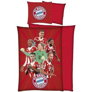 FC Bayern München Omkeerbaar beddengoed Champions Glow in The Dark 135 x 200 + 80 x 80 cm 100% katoen Linon voetbal FCB Allianz Arena Record-meester Mia san Mia Duitse maat met ritssluiting
