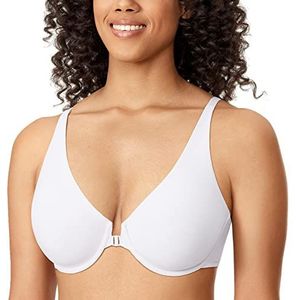 DELIMIRA Damen BH mit Vorderverschluss Nahtlose Bügel ohne Polster Vollschalen wit 90E