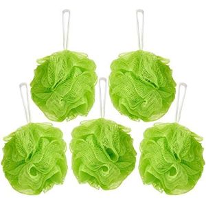 BRUBAKER Cosmetics - 5x Bad Douche Spons voor Peeling en Massage - Mesh Poef om op te Hangen - Groen