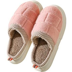 LYHYDMA Katoenen pantoffels Huis Bont Pluche Zachte Katoenen Slippers Vrouwelijke Winter Indoor Vrouwen Slippers Antislip Schoenen Thuis Slippers Vrouwen Slides Voor Slaapkamer (Roze, 38-39