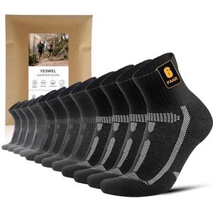 YESWEL 6 paar heren loopsokken 47-50, quarter sportsokken met demping, ademende hardloopsokken voor hardlopen, sport (Meerkleurig01)