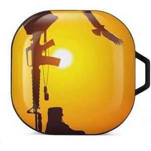 Sunset Soldier Apparatuur Oordopjes Hoesje Compatibel met Samsung Hard Shell Beschermhoes Zwart-Stijl