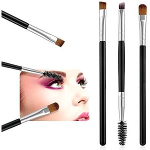 3 Stuks Wenkbrauw Borstel Set Dubbelzijdige Zwarte Wimper Brow Oogschaduw Kam Mini Wimper Krultang Separator Make-up Mascara Hoekige Eyeliner Applicator Tool voor Vrouwen Meisjes