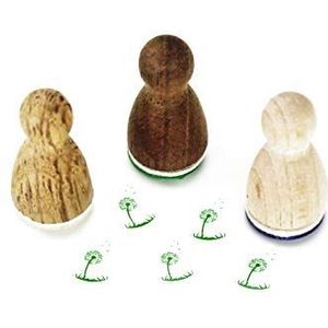 Stemplino® Ministempel - motief: paardenbloem - 12 mm diameter - houten stempel kinderen stempel Bullet Journal stempel met paardenbloemen motief paardenbloem stempel