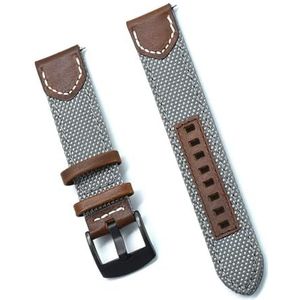 INSTR Vintage nylon lederen ontgrendelingsriemen voor heren voor Seiko voor Omega horlogeband met gesp (Color : Grey, Size : 22mm)