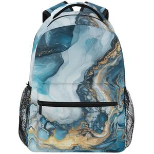 KAAVIYO Turquoise Marmer Wervelende Blauwe Rugzak Boekentas voor Jongen Meisje Tieners Reizen Laptop Schoudertas voor Vrouwen Mannen, Kunst Mode, M