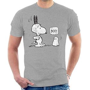 Peanuts Halloween Ghost Fright Snoopy T-shirt voor heren, Hei Grijs, S