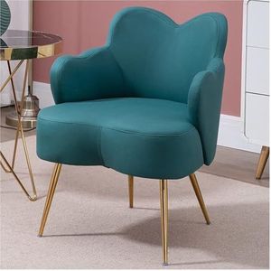 Fauteuil, Vanity Kruk Accentstoel Woonkamerstoel Vrijetijdsstoelen Make-up Badkamer Fluwelen Stoel, Comfortabele enkele gestoffeerde stoel Gouden metalen poten for Makup-kamer Slaapkamer(Color:Green)