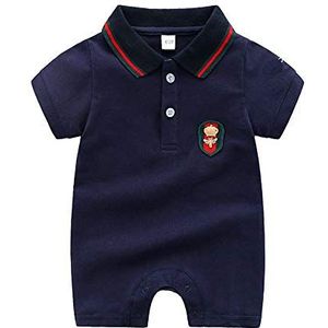 Baby Romper Polo Shirt Pasgeboren Korte Mouw Onesie Overall Jumpsuit Marineblauw 6-9M/73