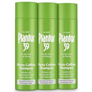 Plantur 39 Fyto-cafeïne-shampoo, 3 x 250 ml, speciaal voor fijn en broos haar, verzorgende shampoo ter voorkoming van menopauzale haaruitval