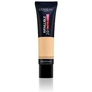 L'Oréal Paris Infaillible 24H Matte Cover 135 Vanille Eclat/Radiant Vanilla, langdurige vloeibare make-up, hoge dekking, water- en veegvast, 30 ml