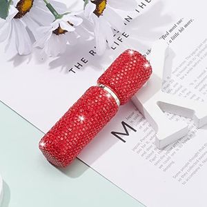 Blueshyhall Navulbare mini-parfumfles, verstuiver luxe draagbaar met strass-steentjes versierd voor reiniging, reizen, etherische oliën, parfum (rood)