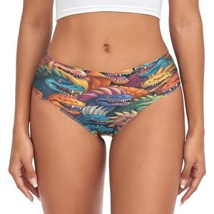 Schattige dinosaurus cartoon kinderonderbroek vrouwen middelhoge taille slip vrouwen comfortabel elastisch sexy ondergoed bikini broekje, Mode Pop, XXL