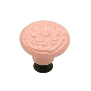 DCNIYT 5 stuks ronde keramische knop handvat bloem oppervlak kast keuken deur lade handgrepen dressoir knoppen trekt meubels hardware (kleur: roze)