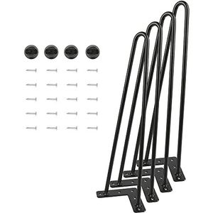 THINFAR Haarspeld Tafelpoten, 4 Stuk Pin Tafelpoten, Stalen Haarspeld Poten, Doe-het-zelf Metalen Tafelpoten (2 Stokken, 50 cm, Zwart)