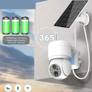 Beveiligingscamera Buiten, 4MP CCTV draadloze zonnecamera PTZ-camera HD Ingebouwde batterij Videobewaking Bescherm camera Lange tijd stand-by Voor Huisbeveiliging Buiten Binnen (Color : Wifi Cam 64G