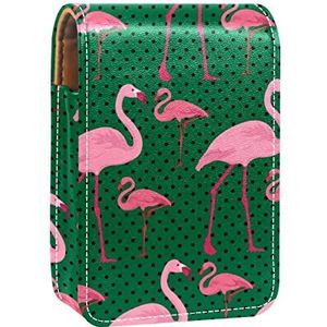 Gepersonaliseerde Lipstick Case Draagbare Make-up Tas Cosmetische Pouch Lippenstift Houder Make-up Organizer Flamingo's moeder en baby, Meerkleurig, 9.5x2x7 cm/3.7x0.8x2.7 in