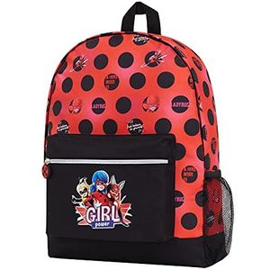 Miraculous Ladybug kinder-rugtas, meisjes rugtassen voor school, lichtgewicht rugtas voor reizen, sport, leuke meisjesgeschenken, Zwart/Rood, Eén maat
