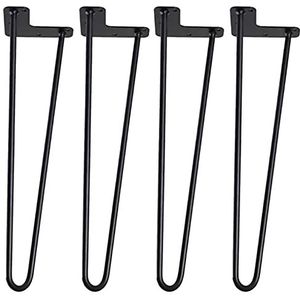 HYGERX Hairpin Legs/Foot Metal Table Legs Black 4 Pieces With Non-Slip Pad/25Cm/9.8In
