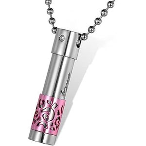 SASHUN XLIAN326 roestvrij stalen cilinder Memorial schroef opent urn hanger ketting crematie sieraden voor as (alleen liefde) huisdier memorial (metalen kleur: 9X38mm roze)