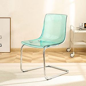 ZYDZ Huishoudelijke transparante rugleuning eetkamerstoel, minimalistisch design vrije tijd acryl stoel met doorzichtige acryl stoelrug en gegalvaniseerde stoelpoten, voor eetkamer, woonkamer,