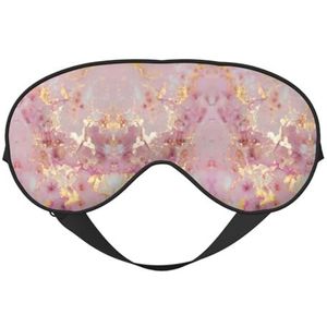 Roze marmeren textuur afdrukken zacht oogmasker, dubbelzijdige zachte oogbedekking voor slaap, reizen, yoga, verstelbare riem, blokkeert licht
