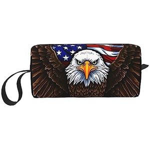 USA Vlag Patriottische Eagle Cosmetische Tassen Voor Vrouwen Draagbare Make-up Tas Reizen Opbergtas Dagelijks Ontvangen Tas Grote Capaciteit Toilettas, Wit, Eén maat