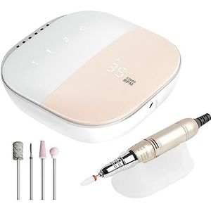 Nagelvijl elektrisch, 35000 RPM elektrische nagelboor met touchscreen, oplaadbare draadloze manicuremachine for nagels Art Sander Nail(Pink)