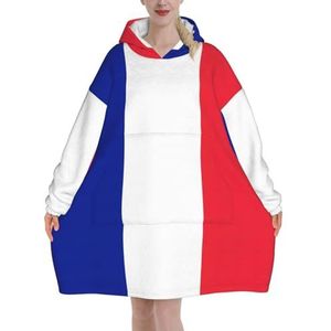 Oversized Franse Vlag Hoodies Vrouwen Uk Pluizige Deken Hoodie Sherpa Vrouwen Fleece Draagbare Deken Mannen